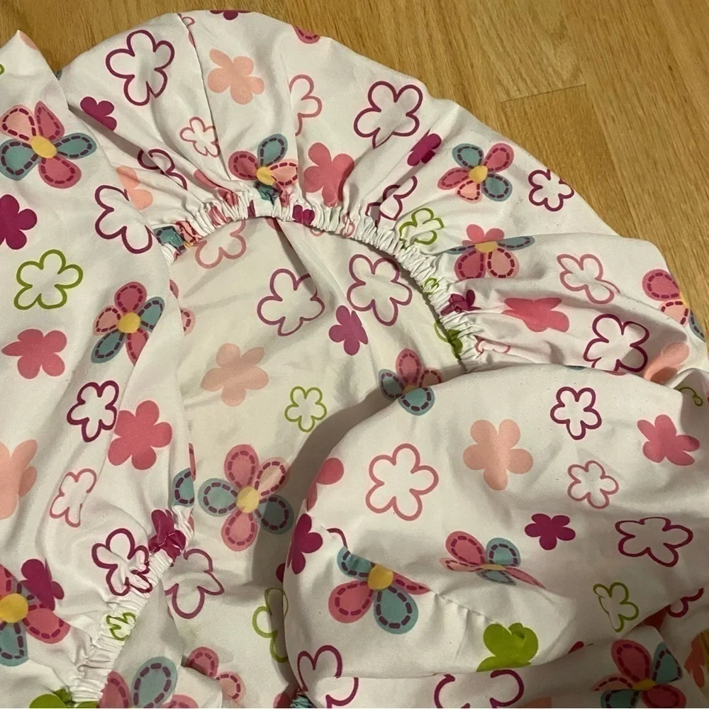 Everything Kids Floral Fitted Flat Sheet Set Crib Toddler Bed Size Pink Blue